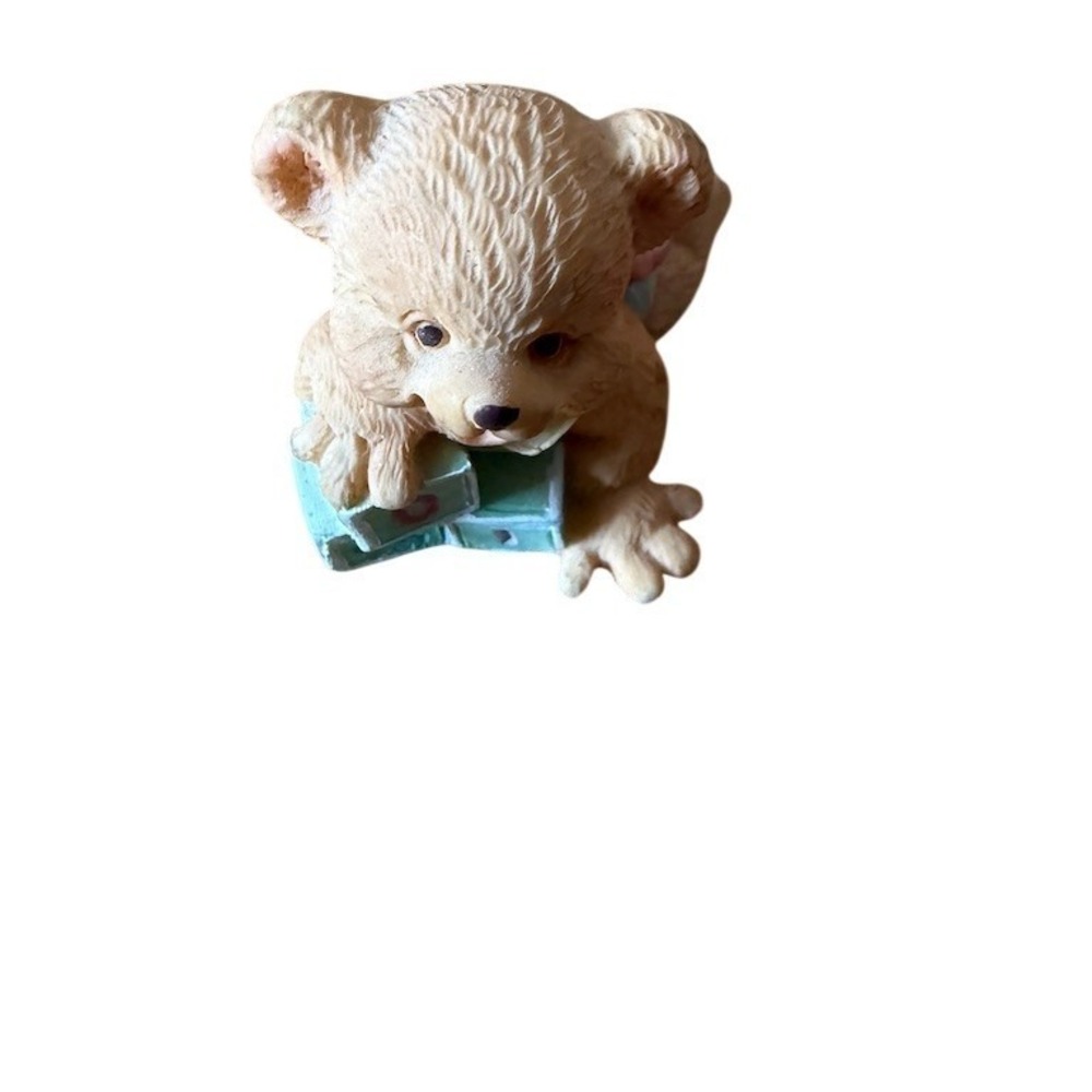 Cherished Teddies Mini Teddy Bear Figurine Blue Gift Box‎ Pink Paw Pads